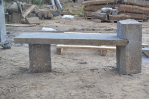 Antiqued basalt bench for garden decor