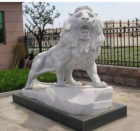 Stone lion sculpture white marble