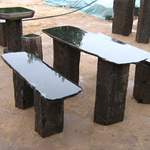 Polished basalt bench