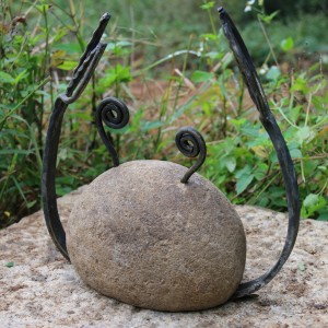 Rock natural crab carving with iron