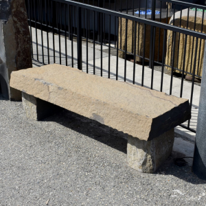 Rusty natural basalt bench