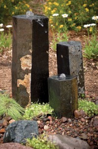 3 pieces semi-polished basalt column water fountain set