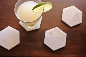 Custom White Hexagon Carrara Marble Coasters