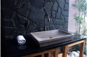 Rectangle shape granite stone modern bathroom sink