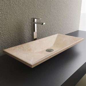 Rectangle shape granite stone modern bathroom sink