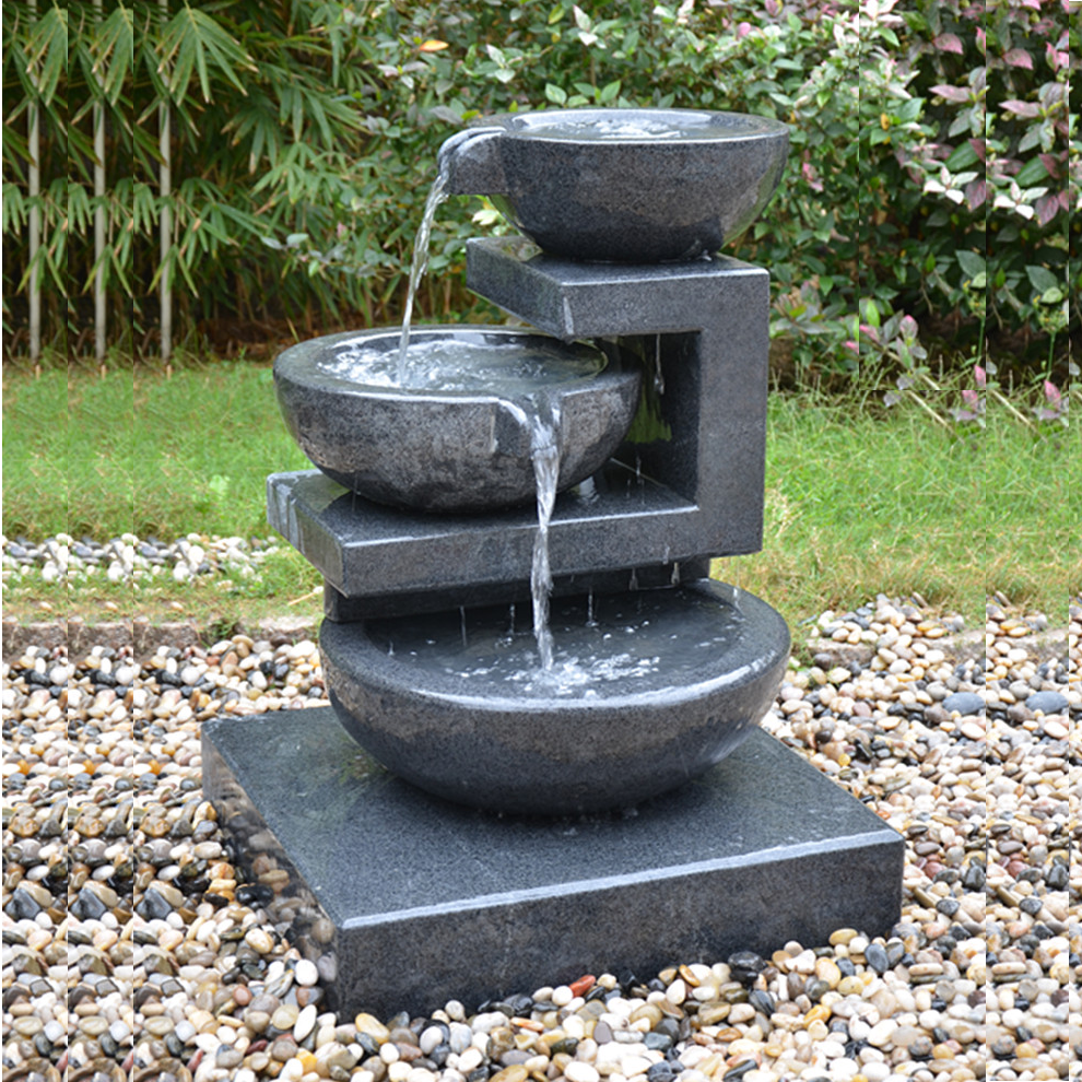 three bowl stone water fountain