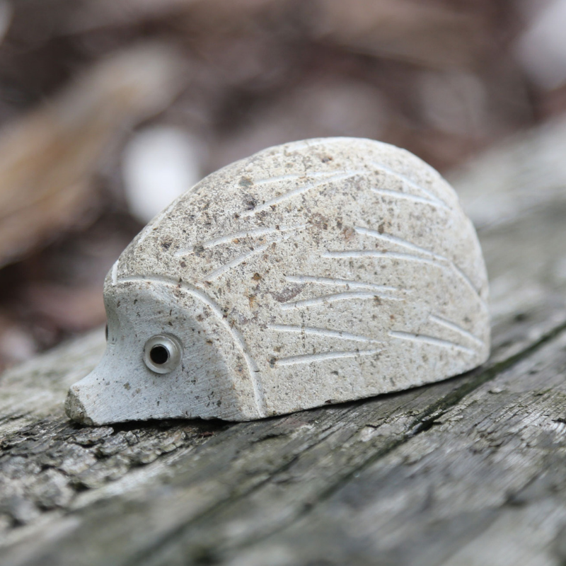 white rock hedgehog carving