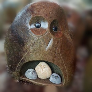 Wholesale copple Stone craft owl mom with 3 kids
