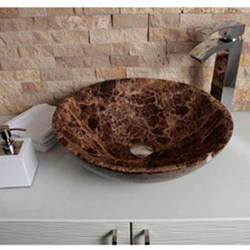 High reputation Soap Dish -
 Brown limestone round sink – Magic Stone