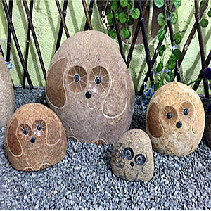 Rock stone hedgehog sculptures