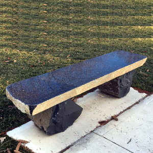 Polished top long stone garden bench
