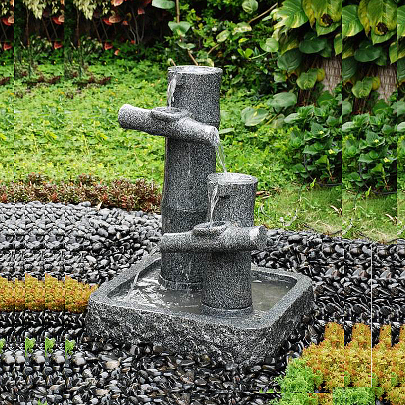 Outdoor stone water flow fountain home decor