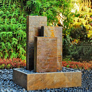 Rusty granite water fountain for outdoor decor